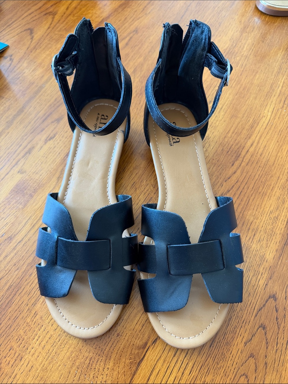 a.n.a Black Ankle-Strap Open-Toe Sandals